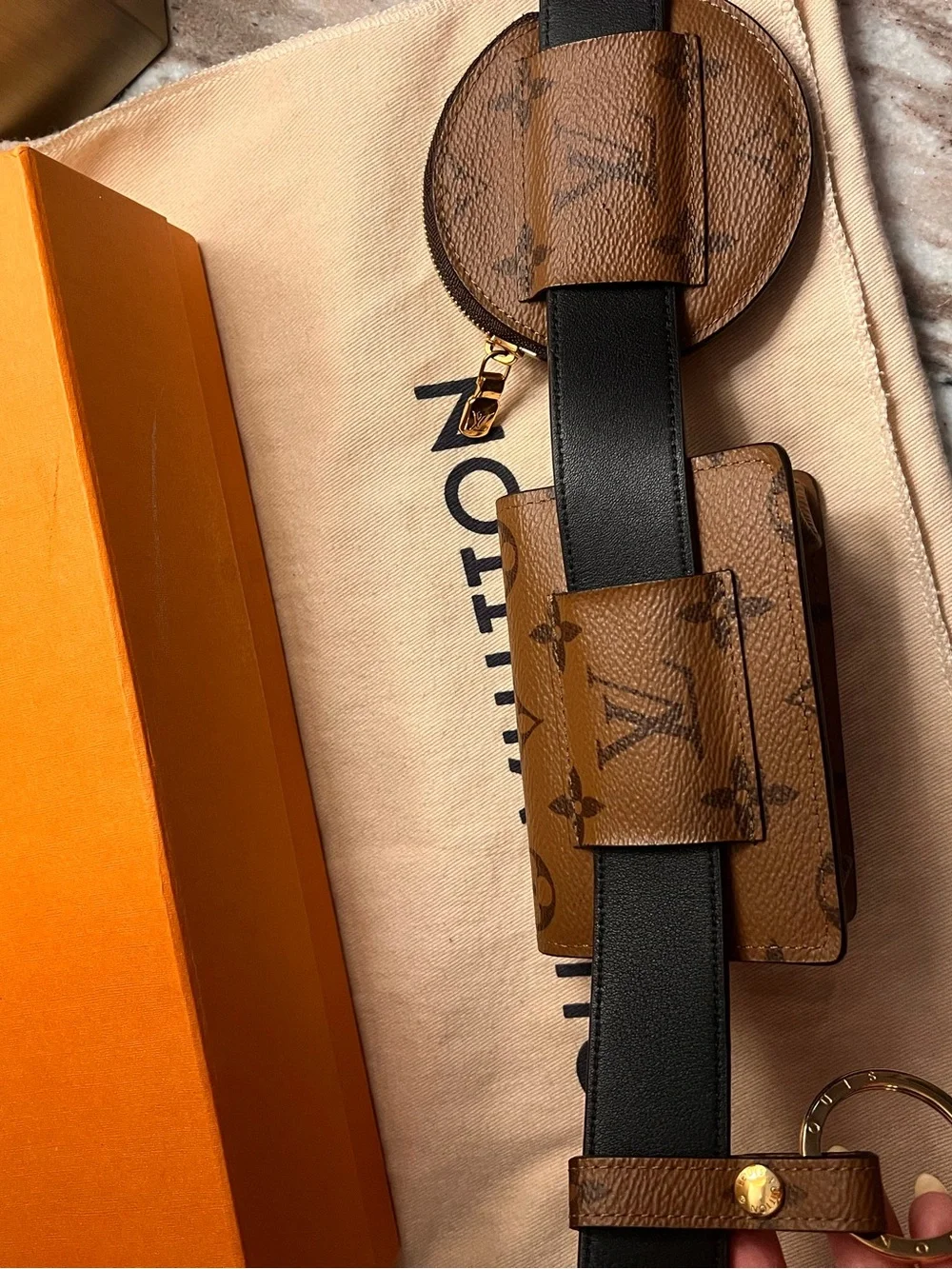 Louis Vuitton Utility Belt Monogram Coin Pouch/wallet Set with Gold Hardware